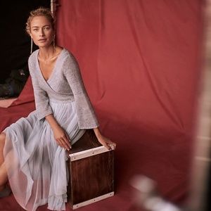 Anthropologie Tulle Layered Arabesque blue Dress